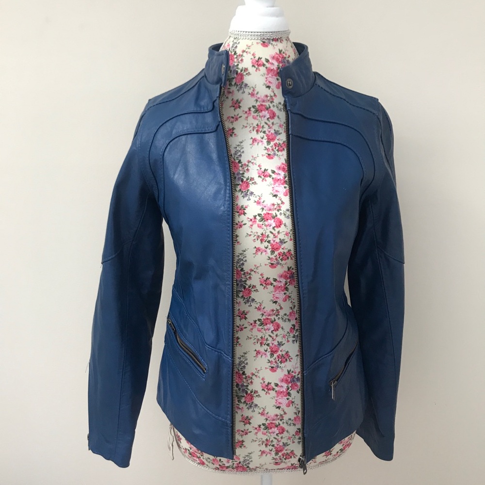 Authentic Blue Leather Jacket